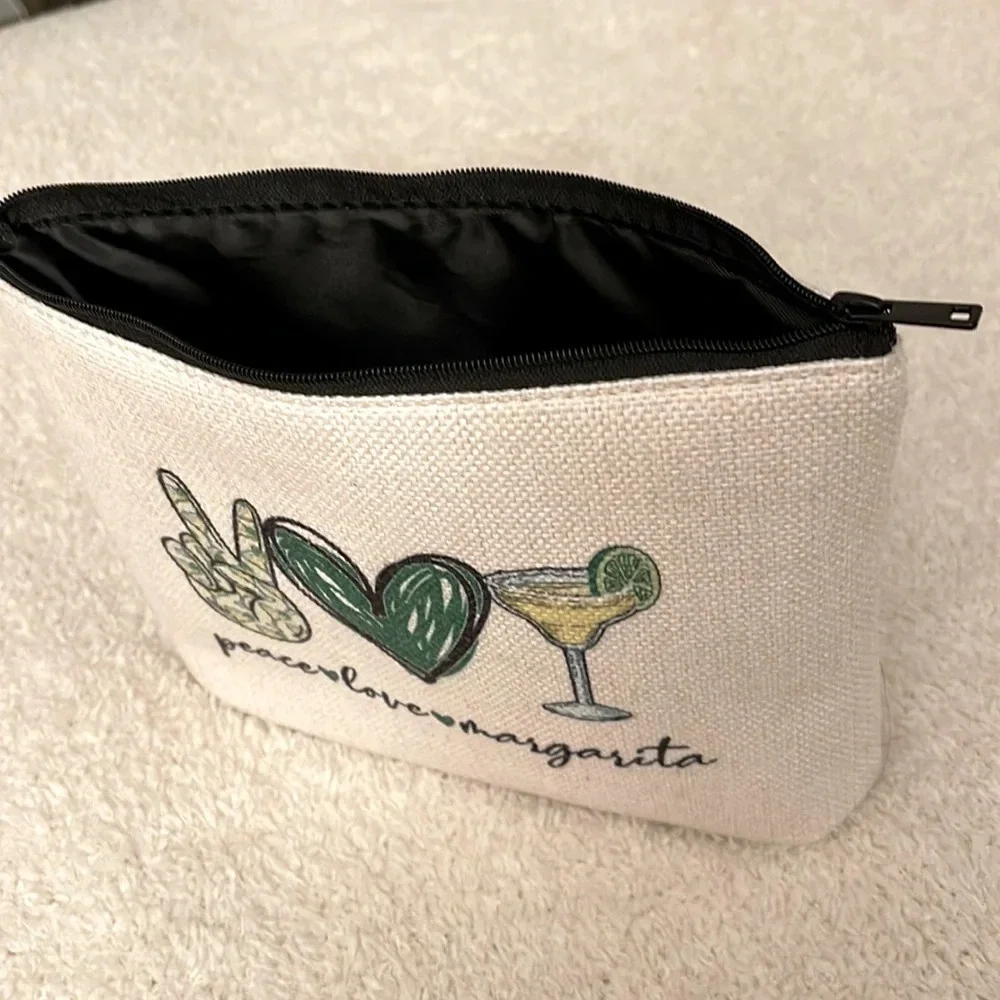NWOT Peace Love Margaritas Canvas Pouch